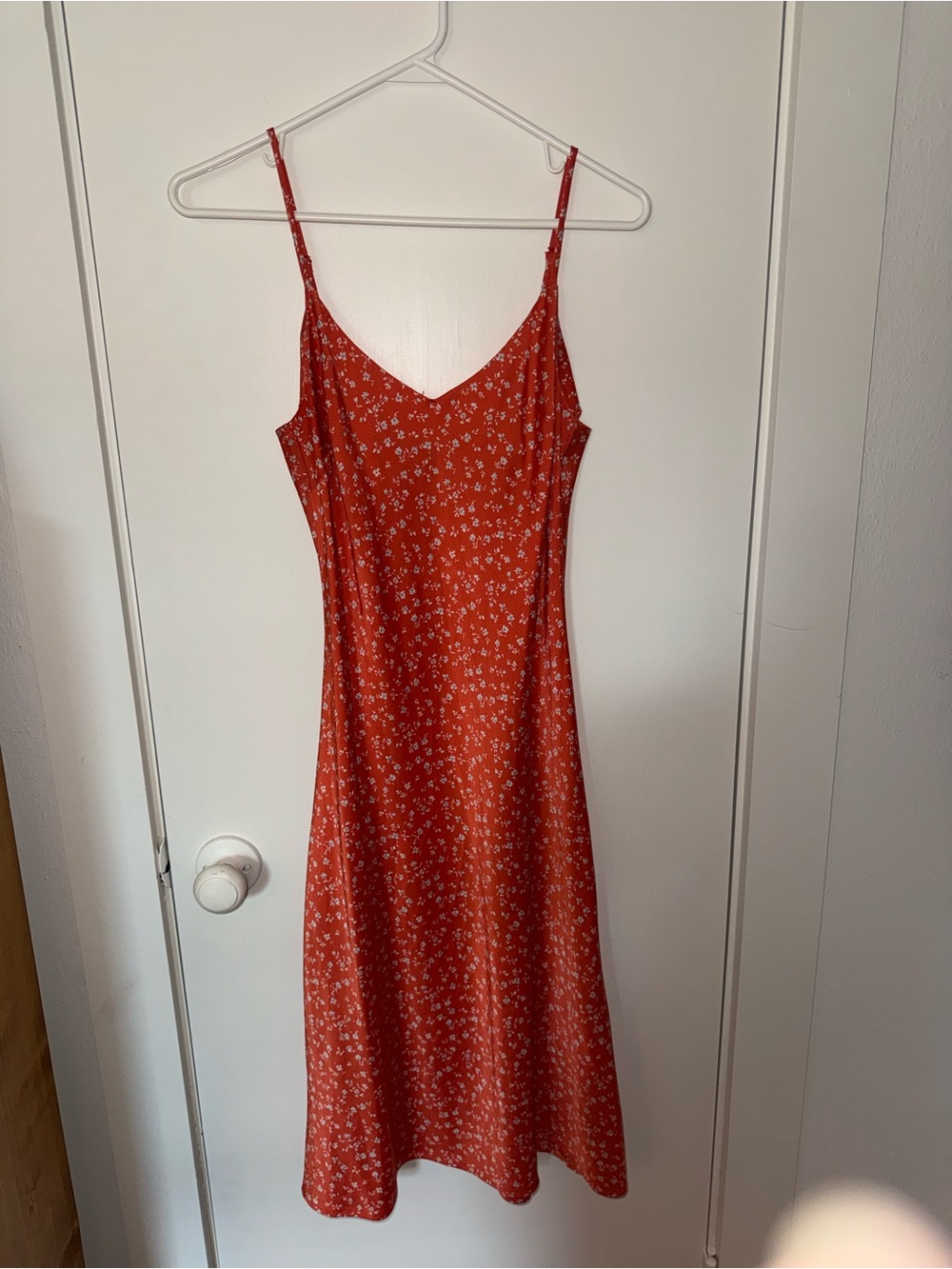 Forever 21 Coral Floral Slip Dress with Spaghetti Straps